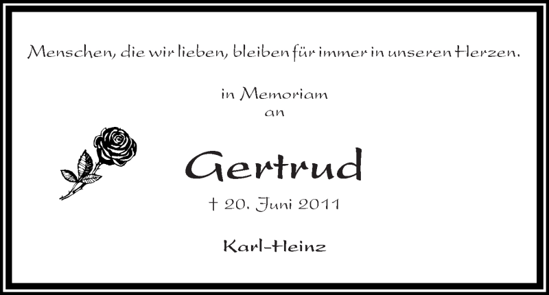Traueranzeige von Gertrud Vogt von WESER-KURIER