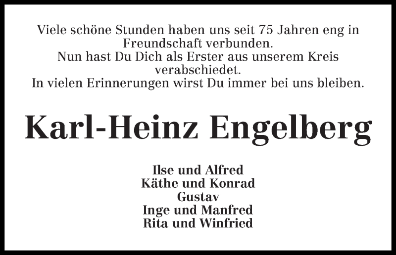 Traueranzeige von Karl-Heinz Engelberg von WESER-KURIER