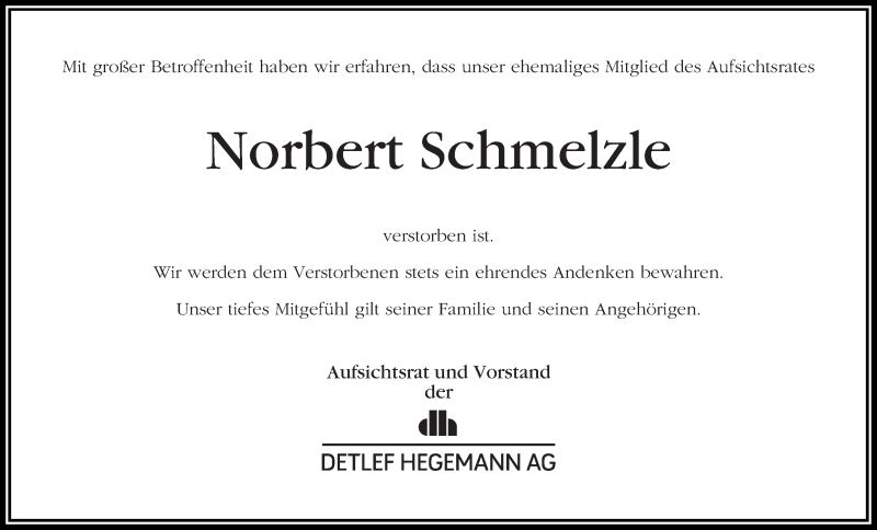 Traueranzeige von Norbert Schmelzle von WESER-KURIER