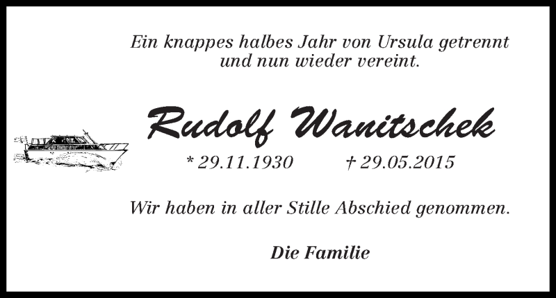 Traueranzeige von Rudolf Wanitschek von WESER-KURIER
