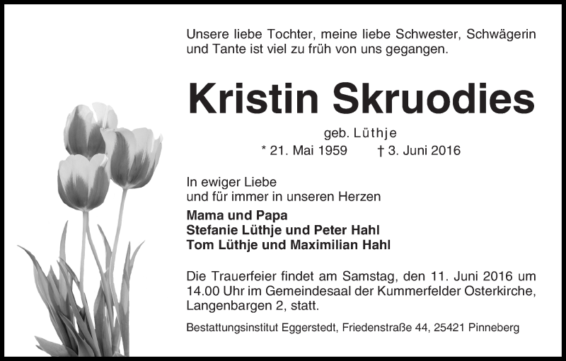 Traueranzeige von Kristin Skruodies von WESER-KURIER