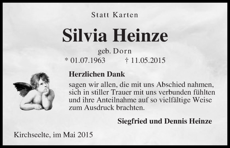 Traueranzeige von Silvia Heinze von WESER-KURIER
