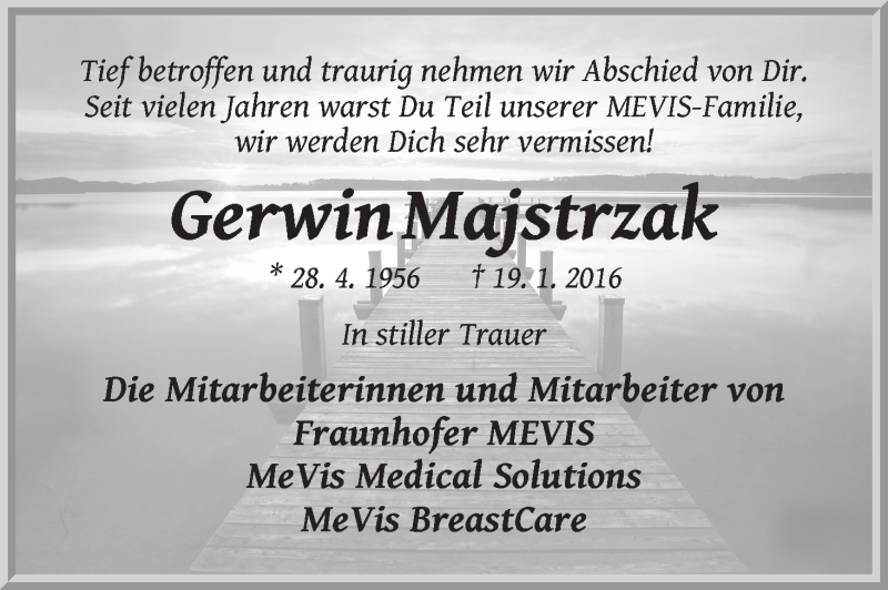 Traueranzeige von Gerwin Majstrzak von WESER-KURIER
