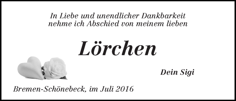 Traueranzeige von Hannelore Pentzke von Die Norddeutsche