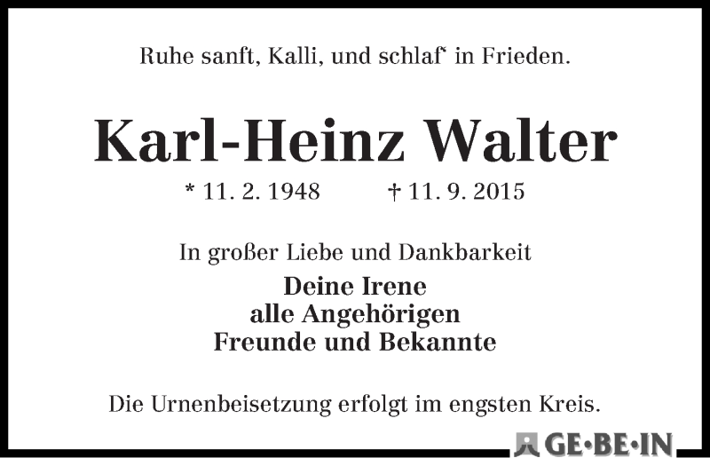 Traueranzeige von Karl-Heinz 