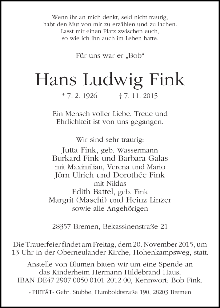 Traueranzeige von Hans Ludwig 