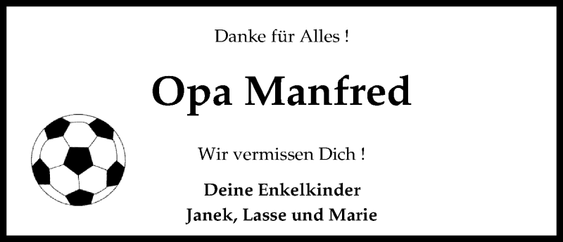 Traueranzeige von Manfred Borsing von Osterholzer Kreisblatt
