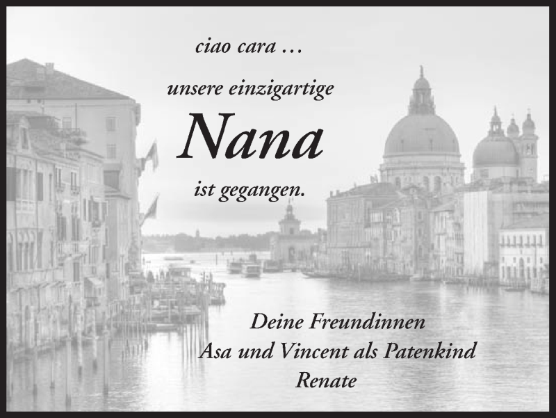 Traueranzeige von Nana  von WESER-KURIER