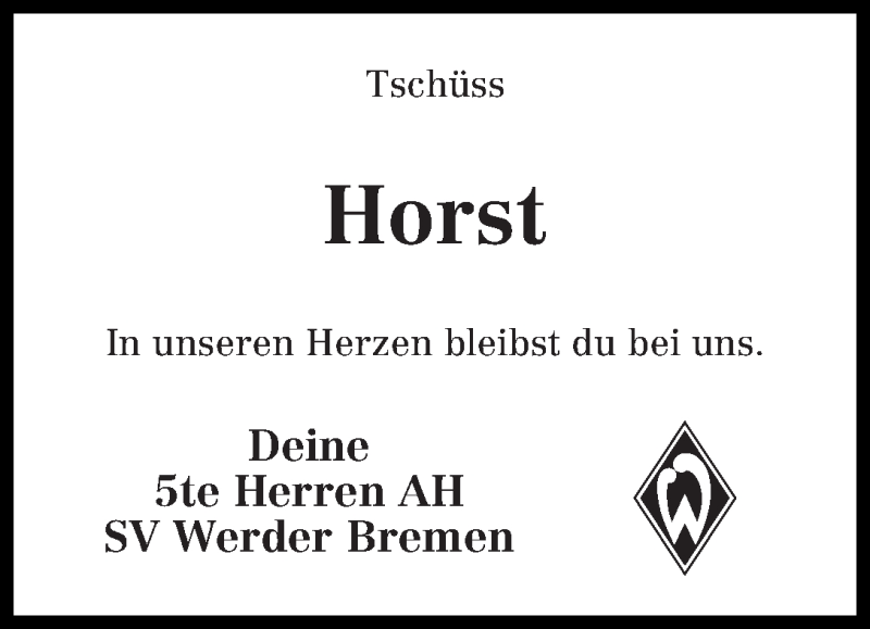 Traueranzeige von Horst Münte von WESER-KURIER