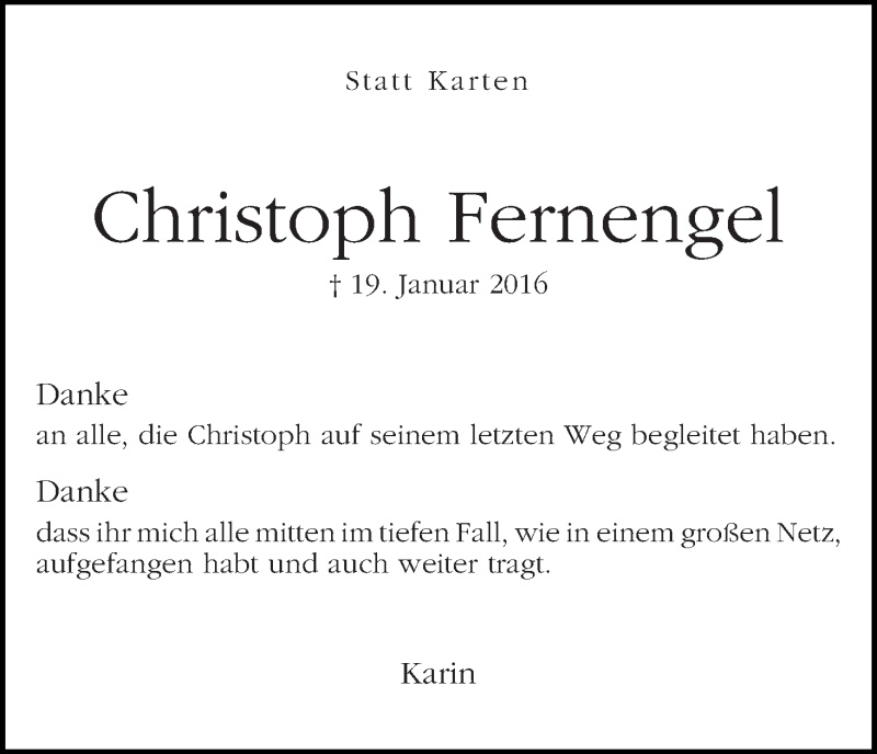 Traueranzeige von Christoph Fernengel von WESER-KURIER