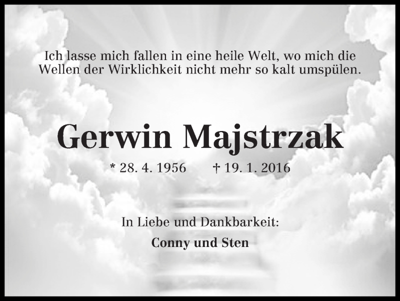Traueranzeige von Gerwin Majstrzak von Die Norddeutsche
