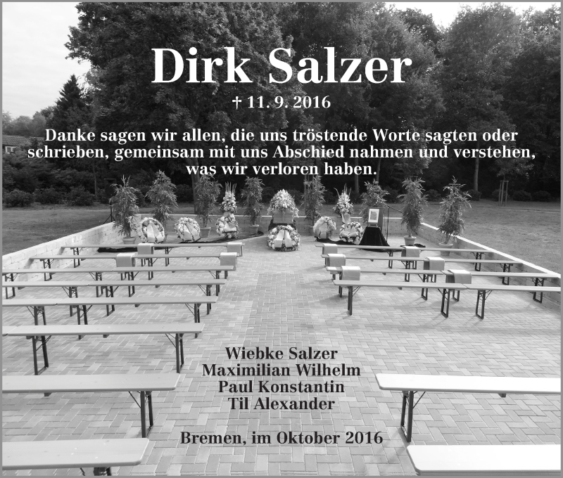 Traueranzeige von Dirk Salzer von WESER-KURIER