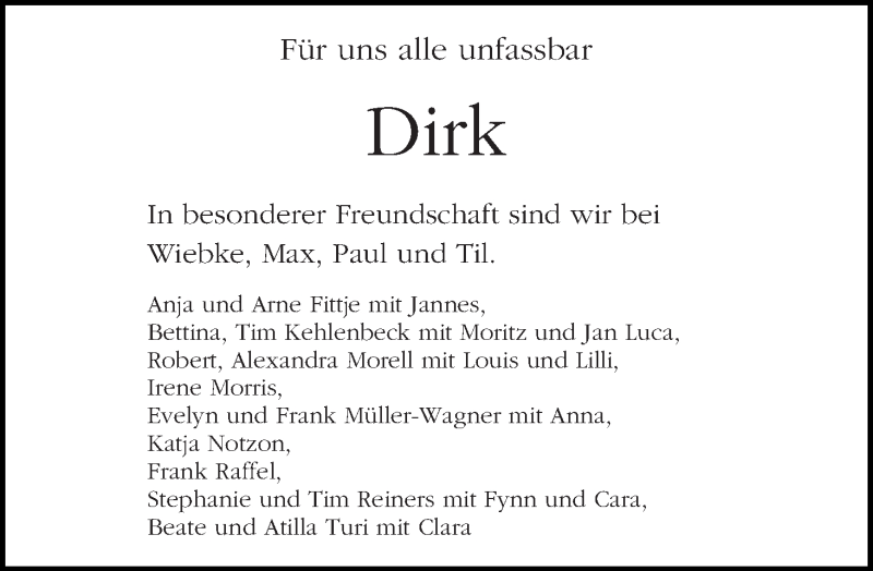 Traueranzeige von Dirk Salzer von WESER-KURIER