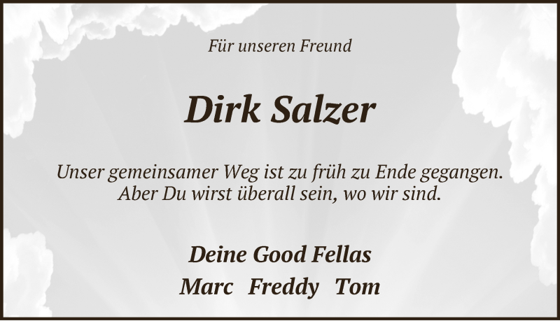 Traueranzeige von Dirk Salzer von WESER-KURIER