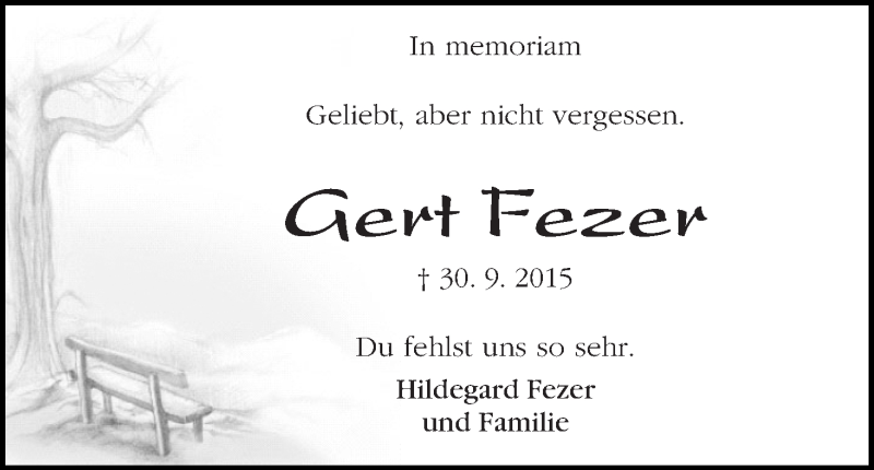 Traueranzeige von Gert Fezer von WESER-KURIER
