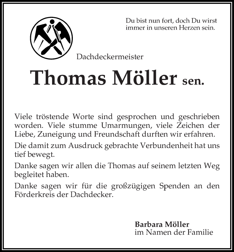 Traueranzeige von Thomas Möller von Die Norddeutsche