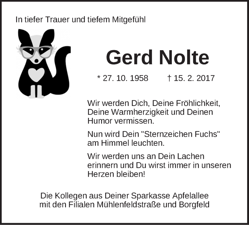 Traueranzeige von Gerd Nolte von WESER-KURIER