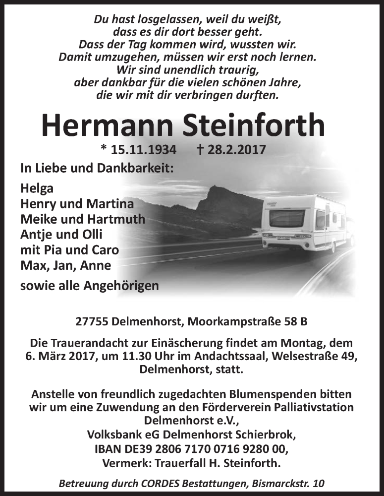 Traueranzeige von Hermann Steinforth von WESER-KURIER