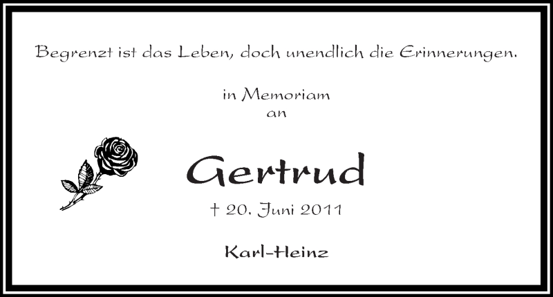 Traueranzeige von Gertrud Vogt von WESER-KURIER