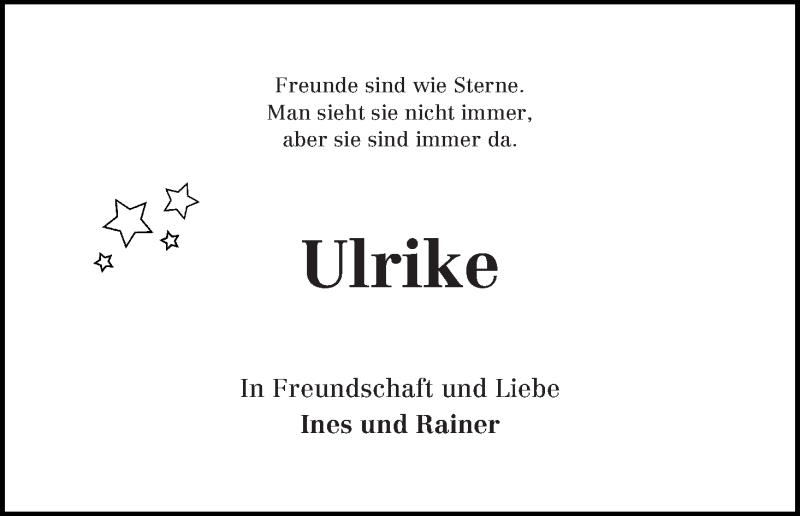 Traueranzeige von Ulrike Lachnit von Die Norddeutsche