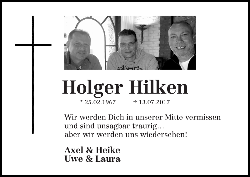 Traueranzeige von Holger Hilken von Wuemme Zeitung