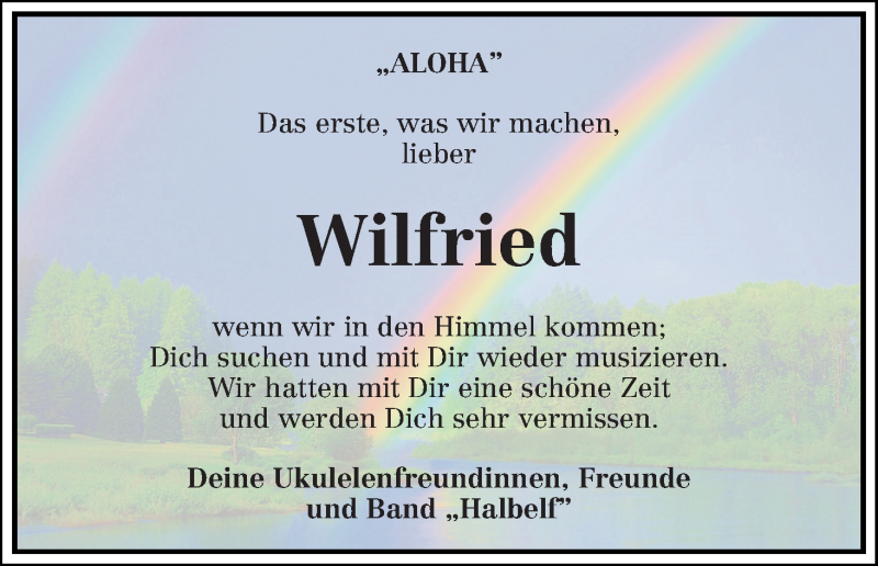 Traueranzeige von Wilfried Sojka von Die Norddeutsche
