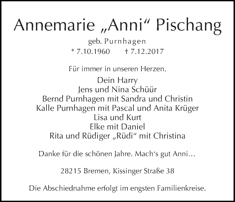 Traueranzeige von Annemarie 