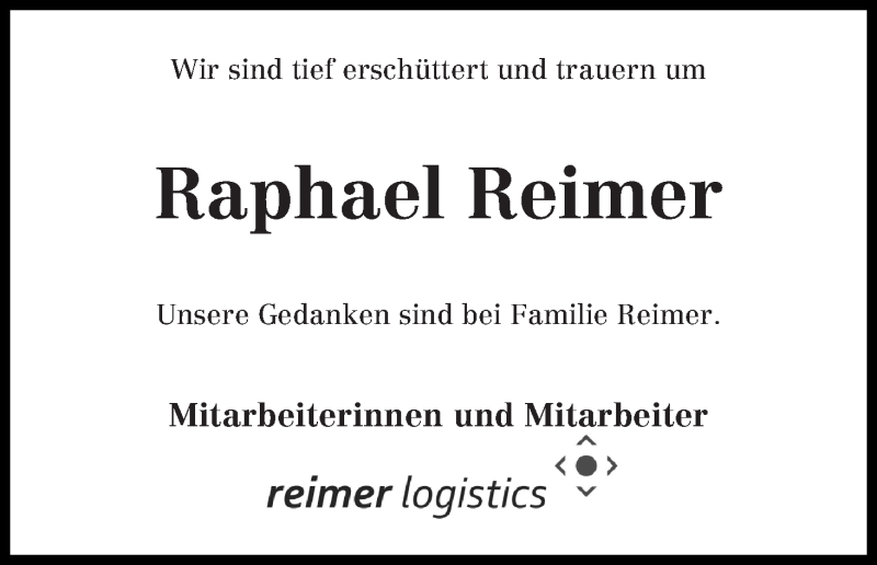 Traueranzeige von Raphael Reimer von WESER-KURIER