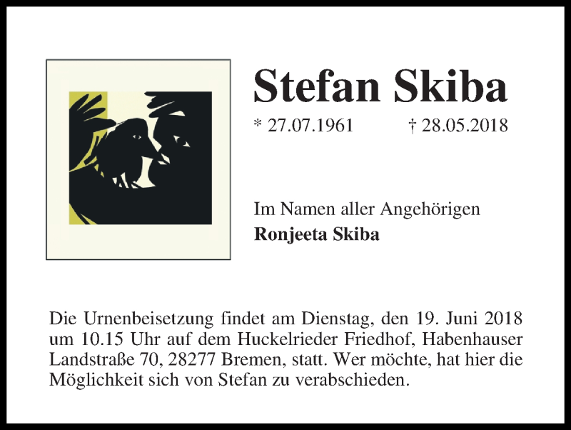 Traueranzeige von Stefan Skiba von WESER-KURIER