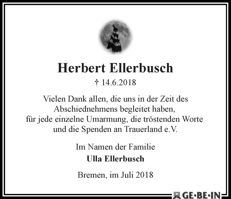 Traueranzeige von Herbert Ellerbusch von WESER-KURIER