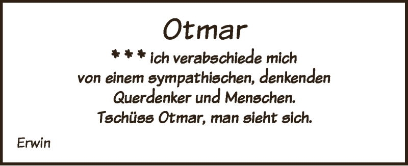 Traueranzeige von Otmar Gad von WESER-KURIER