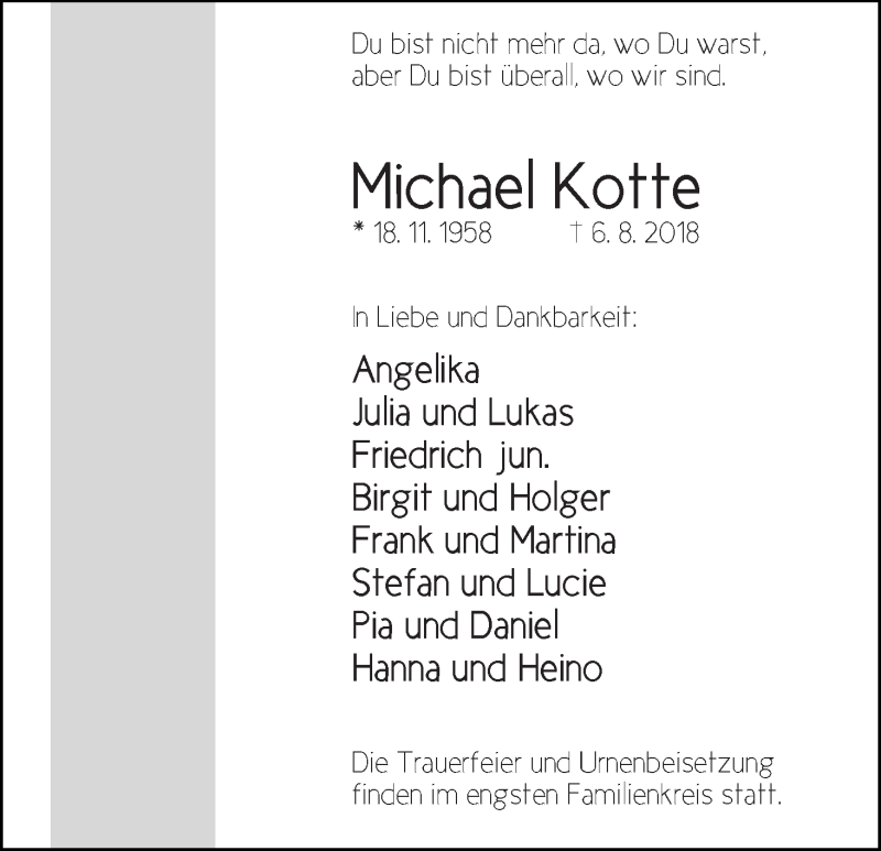 Traueranzeige von Michael Kotte von WESER-KURIER