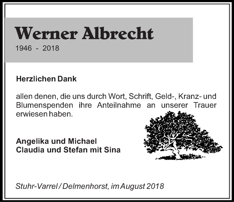Traueranzeige von Werner Albrecht von WESER-KURIER