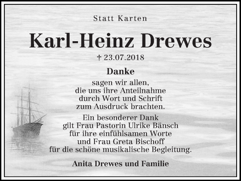 Traueranzeige von Karl-Heinz Drewes von WESER-KURIER