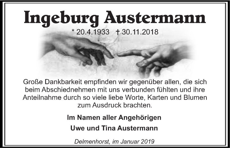 Traueranzeige von Ingeburg Austermann von WESER-KURIER
