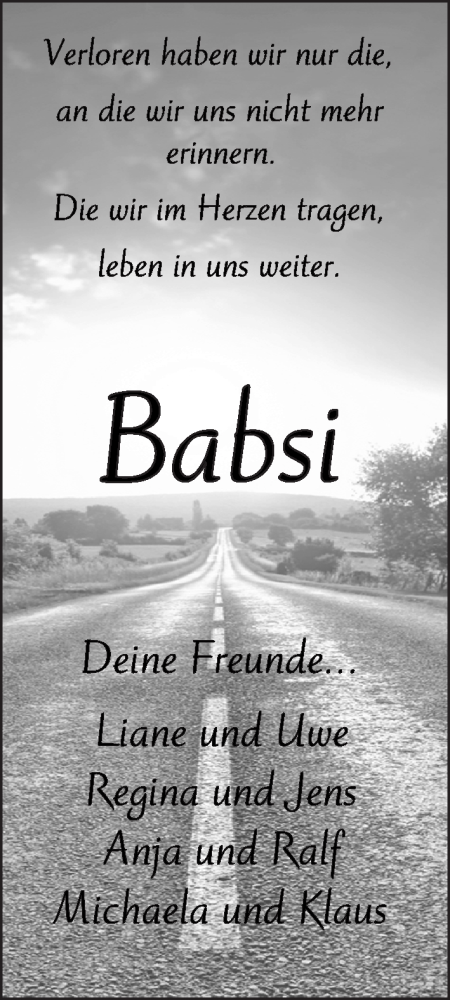 Traueranzeige von Barbara  von WESER-KURIER