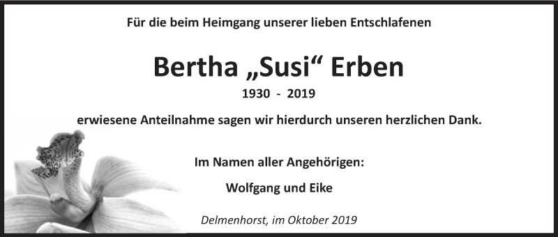 Traueranzeige von Bertha 