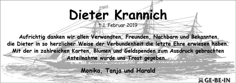 Traueranzeige von Dieter Krannich von WESER-KURIER