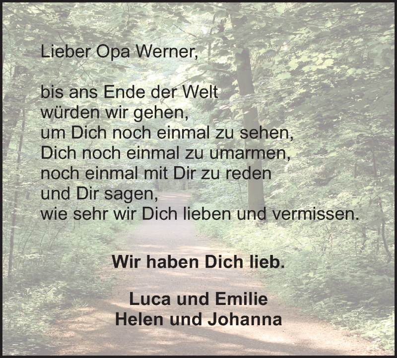 Traueranzeige von Werner Mathes von Regionale Rundschau/Syker Kurier