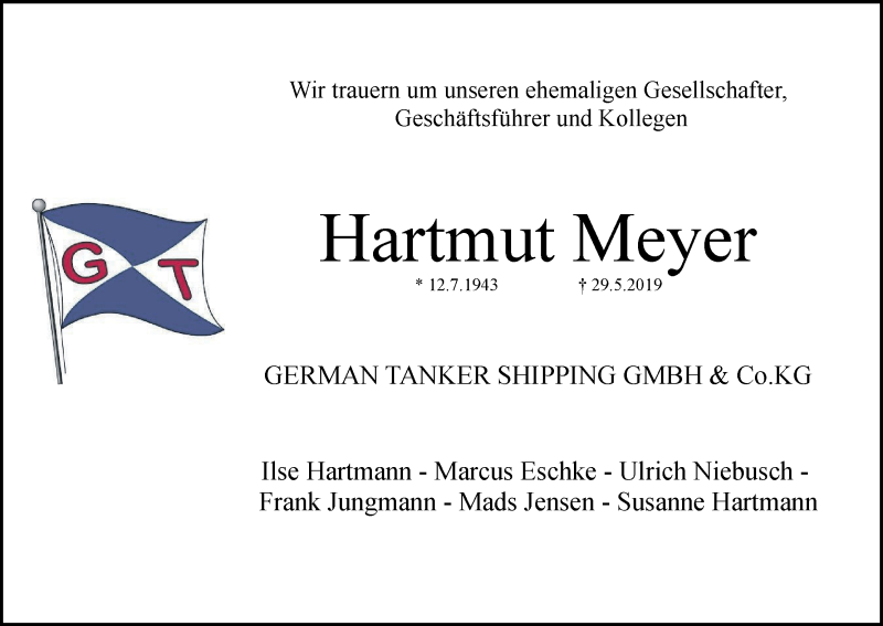 Traueranzeige von Hartmut Meyer von WESER-KURIER
