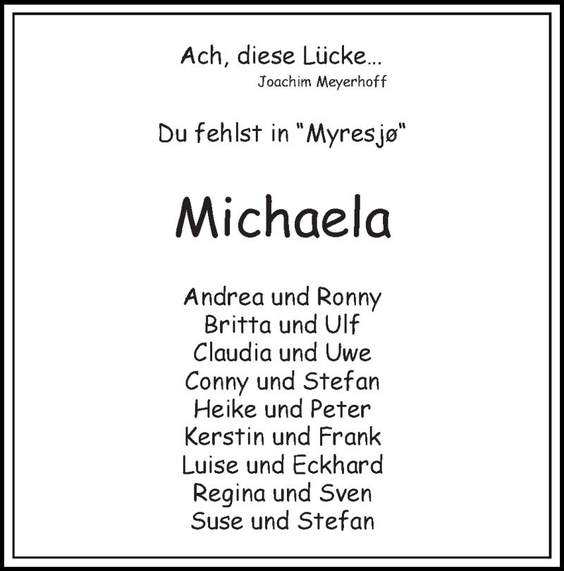 Traueranzeige von Michaela Fessel von WESER-KURIER