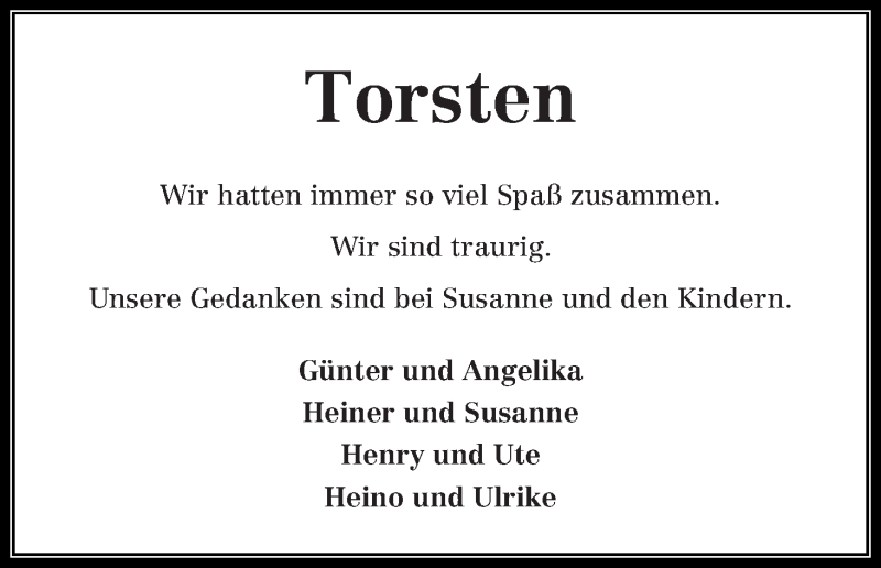 Traueranzeige von Torsten Wohltmann von Osterholzer Kreisblatt