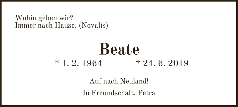 Traueranzeige von Beate Koch von WESER-KURIER