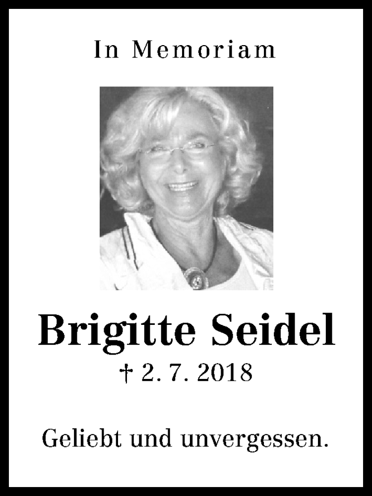 Traueranzeige von Brigitte Seidel von WESER-KURIER