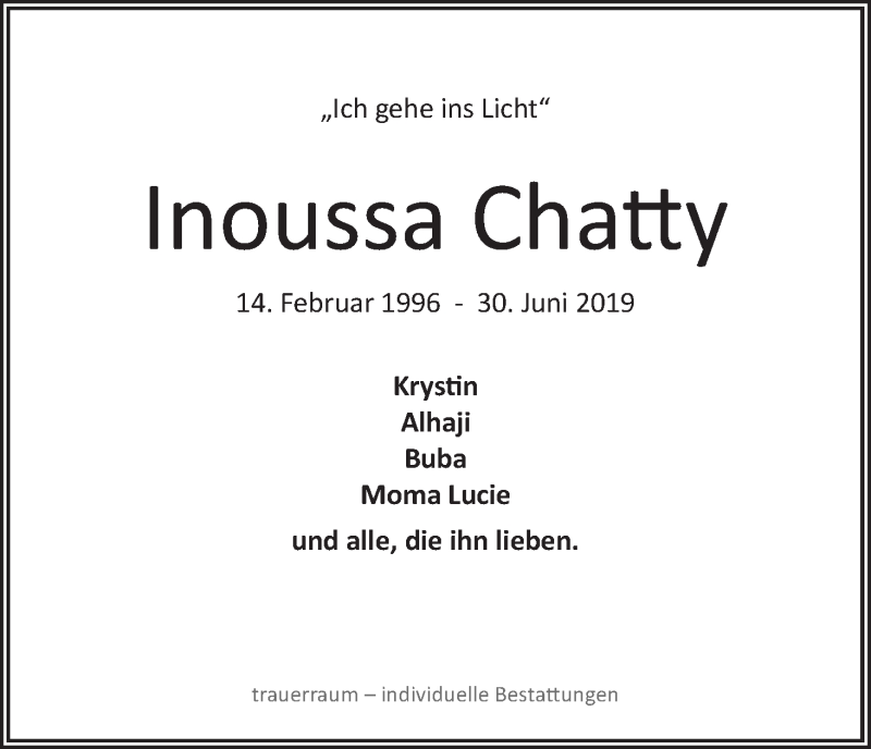 Traueranzeige von Inoussa Chatty von WESER-KURIER