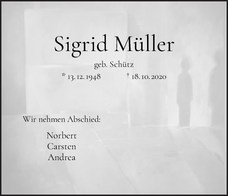 Traueranzeige von Sigrid Mülller von WESER-KURIER