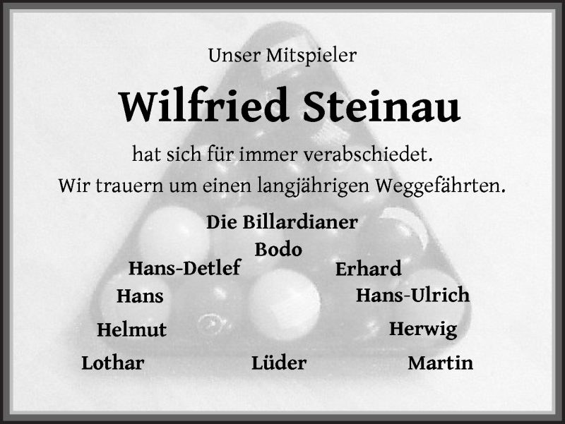 Traueranzeige von Wilfried Steinau von WESER-KURIER