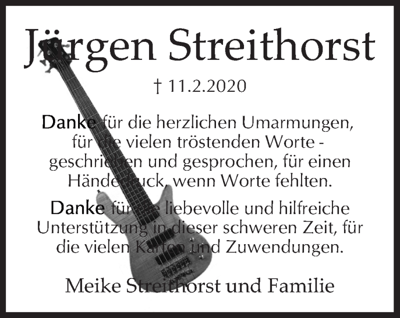 Traueranzeige von Jürgen Streithorst von WESER-KURIER