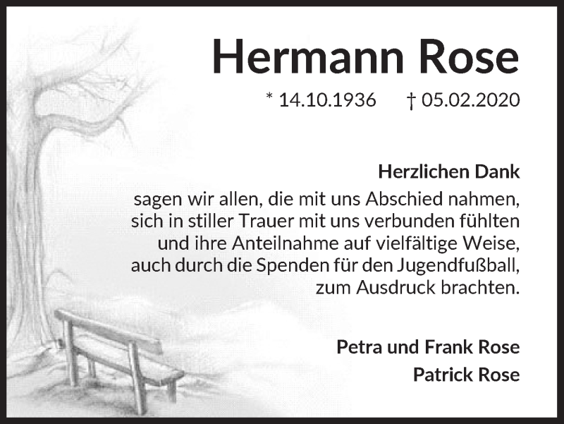 Traueranzeige von Hermann Rose von WESER-KURIER