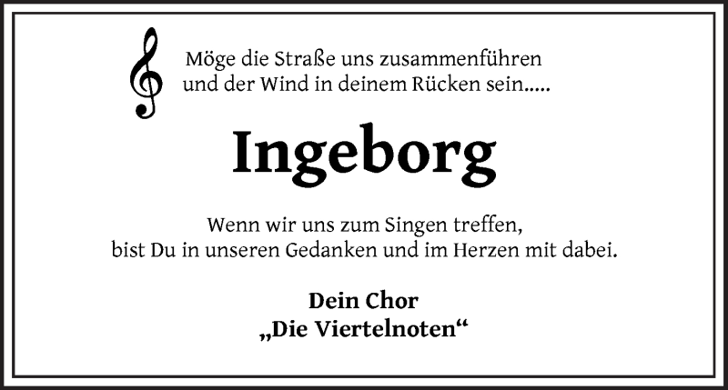 Traueranzeige von Ingeborg Brückner von WESER-KURIER